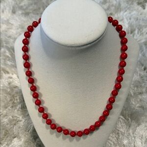 Elegant Red Beaded Necklace NWOT
